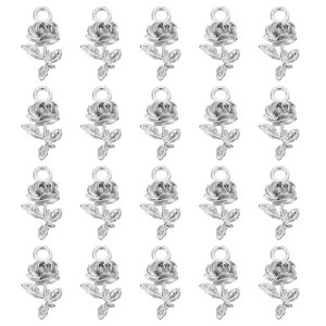 Unique Bargains Beautiful DIY Jewelry Making Rose Flower Pendants 100 Pcs - 1 of 4