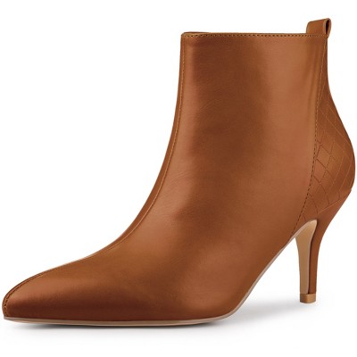 Allegra K Women's Pointed Toe Side Zipper Stiletto Heels Ankle Boots