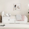 Okak Twin Platform Bed Frame with 2 Drawers Modern Bed with High Gloss Headboard Strong Wood Slats No Springs Required Easy Assembly, White - 3 of 4