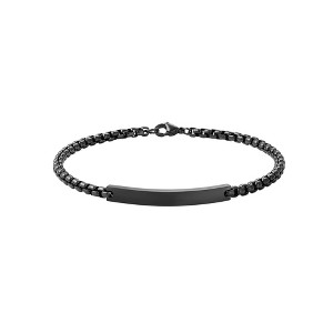 Adornia Men's Tarnish Resistant Blackened Silver ID Bracelet - 1 of 2