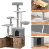 Litter Box Enclosure with Cat Tree Tower and Condo,Cat Tree with Litter Box Enclosure,Hidden Pet Washroom Furniture with Sisal Scratching Post - 2 of 4
