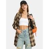 EXLURA Womens Plaid Flannel Shacket Long Sleeve Button Down Shirts Long Jackets Oversized Fall Fashion Outfits - 4 of 4