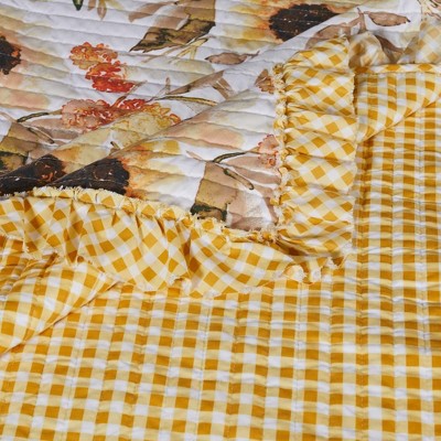Somerset Floral Gingham Reversible Throw Blanket