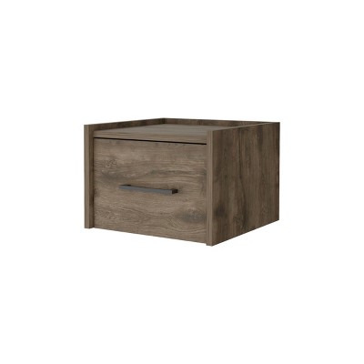 GlasFlength Nightstands Wall Mounted Bedside Table Storage Nightstand Floating Nightstand with Drawer for Room, Brown, 13.8"*13.2"*9.8"