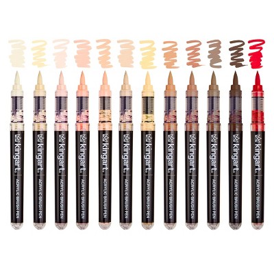 KINGART PRO Acrylic Paint Brush Pens 12 Portrait Colors