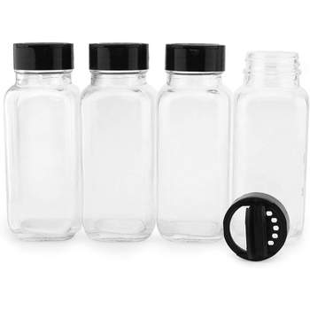 Talented Kitchen 8 Pack Large Glass Spice Bottles with 239 Preprinted Label  Stickers, 8 Ounce Empty Square Seasoning Jars with Shaker Lids & Silver