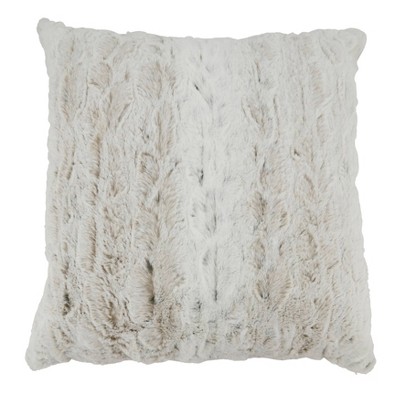 Oversized Off-White Faux Fur Square Throw Pillow