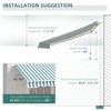 Vynxaria Retractable Awning - 12' x 10' Patio Sun Shade with Manual Crank Handle - Green and White - 4 of 4