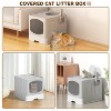 LunaLulinlk grey Extra-large foldable cat litter box with litter scoop, - 3 of 4