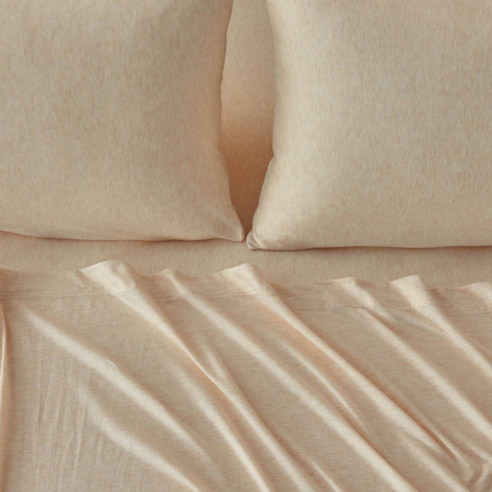 Photos - Bed Linen King Super Soft T-Shirt Jersey Knit Sheet Set Oatmeal - Isla Jade