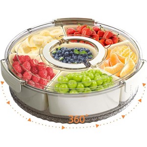 Attop Divided Serving Tray with Lid and Handle, Stackable Snackle Box Container for Fruits Candy Organizer - 1 of 4