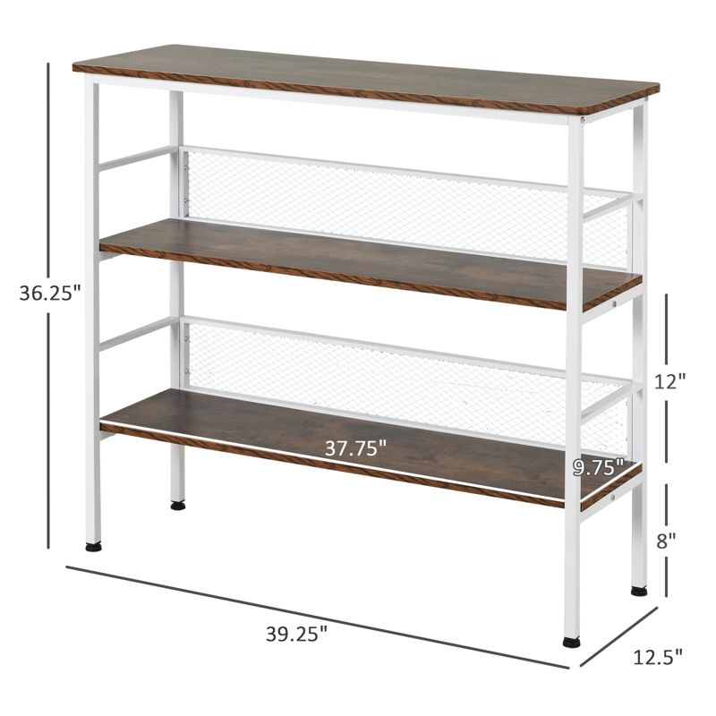 HomCom 3-Tier Industrial Style Storage Metal Wooden Shelf, 5 of 11