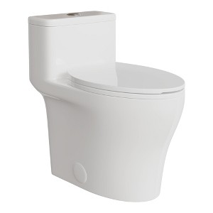 One Piece Toilet with 17.5" ADA Comfort Chair Height Seat, Compact Toilet Elongated Side Lever Flush 1.28 GPF, MAP 1000g Powerful Flush - 1 of 4