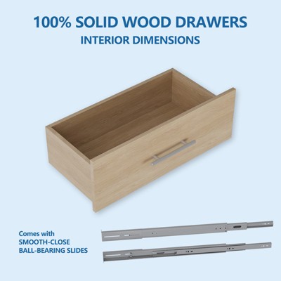 Light Brown Wood Short Tower Closet Organizer with Drawers