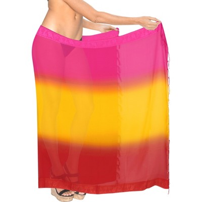 LA LEELA Women's Vacation Beachwear Swimsuit Long Pareo Sarong Cover up Bikini Wraps One Size Red, Solid
