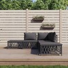 vidaXL Patio Lounge Set - 5 Piece Outdoor Seating with Cushions, Anthracite Powder-Coated Steel & Woven Fabric, Modular Design, Gray Cushions - 2 of 4
