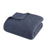 JUJABU 50"x60" Cotton Knit Throw Blanket for Couch, Bed or Chair, Lightweight All-Season Use, Blue - 2 of 4