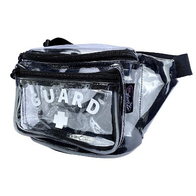 Kemp Transparent Lifeguard Fanny Pack/Hip Pack with GUARD Logo - Water-Resistant and Durable Waist Bag for Medical Supplies & Lifeguard Gear - Clear