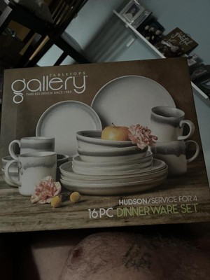  Tabletops Gallery Industrial Farmhouse Dinnerware- Stoneware  Dishes Service for 4 Dinner Salad Appetizer Dessert Plate Bowls, 16 Piece  Hudson Dinnerware Set with Reactive Glaze : Everything Else