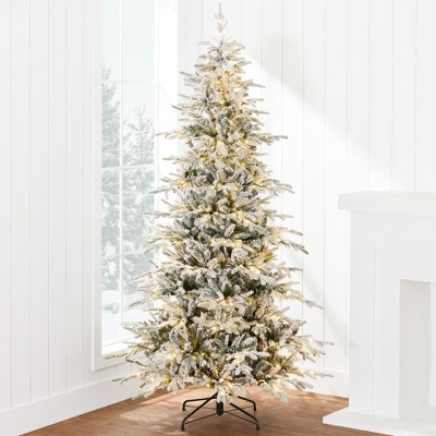 6ft Pre-Lit Flocked Aspen Noble Fir Christmas Tree with LED Lights
