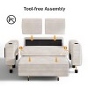Dyonery 3-in-1 Sleeper Loveseat with Reclining & Storage, 65" Convertible Sofa Bed, USB Ports & Side Table, Grey Chenille - 3 of 4