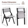 Kumasinova 18.5" Flodable Dining Chair Set of 2,Stackable Kitchen Chair with Leather Woven Seat&Back,Minimalist Armless Chair,250lbs Max - 3 of 4