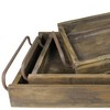 HomeRoots Set of Three Dark Brown Wood Trays With Handles - 4 of 4