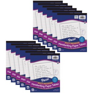 Pacon Multi-Program Handwriting Tablet, D'Nealian/Zaner-Bloser, 1/2" x 1/4" x 1/4" Ruled Short, 8" x 10-1/2", 40 Sheets, Pack of 12 - 1 of 1