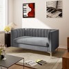 55 in. Wide Mid-Century Channel Tufted Velvet 2-Seater Sofa Couch Loveseat - Morden Fort - 3 of 4