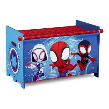 Delta Children Marvel Spidey and His Amazing Friends Toy Box with Retractable Fabric Top - Blue