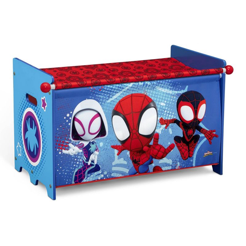 Delta Children Marvel Spidey and His Amazing Friends Toy Box with Retractable Fabric Top - Blue, 1 of 11