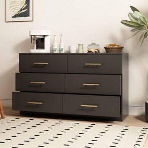 NicBex 6 Drawer Double Dresser for Bedroom,Antique Style  Drawers with Golden Pulls,Dressers for Kids Room,Living Room,Entry and Hallway - 1 of 4