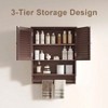 Bathroom Wall Cabinet with Towels Bar, 23.6 Inch Lx7.9x27.5 H MDF Material Espresso Space Saver Storage Cabinet Over Toilet - 4 of 4