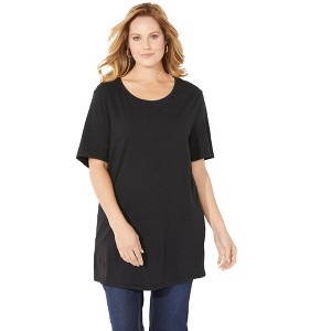Catherines Women's Plus Size Easy Fit Short Sleeve Scoopneck Tunic - 1 of 4
