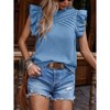 Coolmee Women Summer Tops Ruffle Short Sleeve Casual Crew Neck T Shirt Front Pleated Basic Tee Blouses - 2 of 4