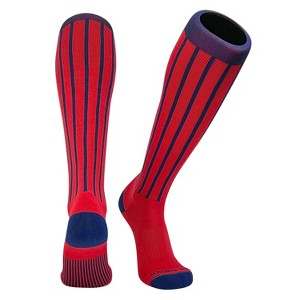MK Socks Baseball Softball Pinstripe Knee high Socks - Navy, Red - 1 of 2