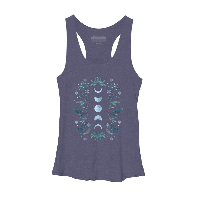 Women's Design By Humans Moonlight Garden - Teal Snow By EpisodicDrawing Racerback Tank Top, 1 of 4
