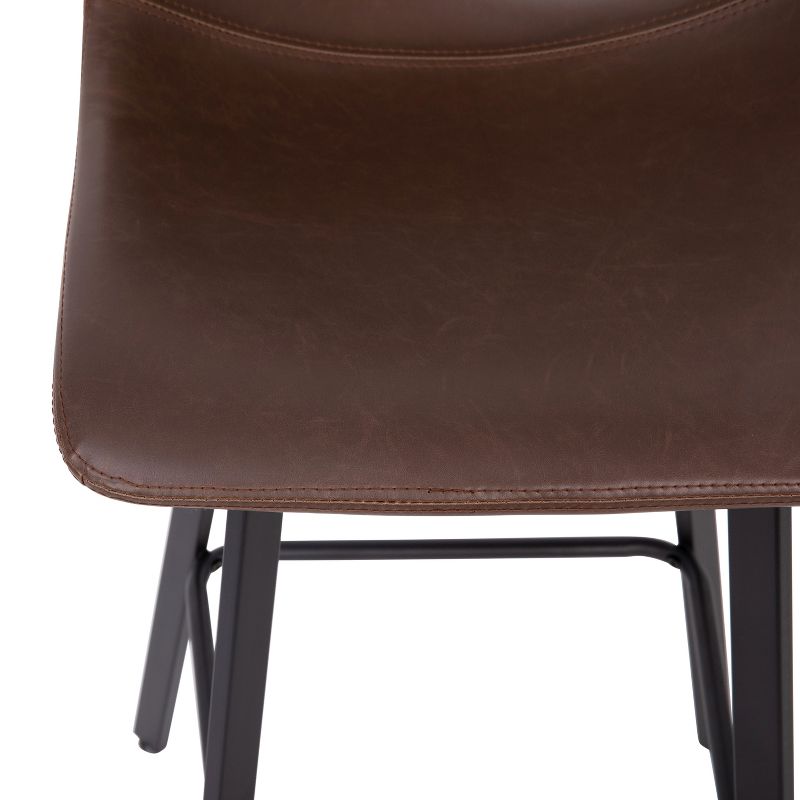 Merrick Lane Set of 2 Modern Upholstered Stools with Contoured, Low Back Bucket Seats and Iron Frames, 6 of 10
