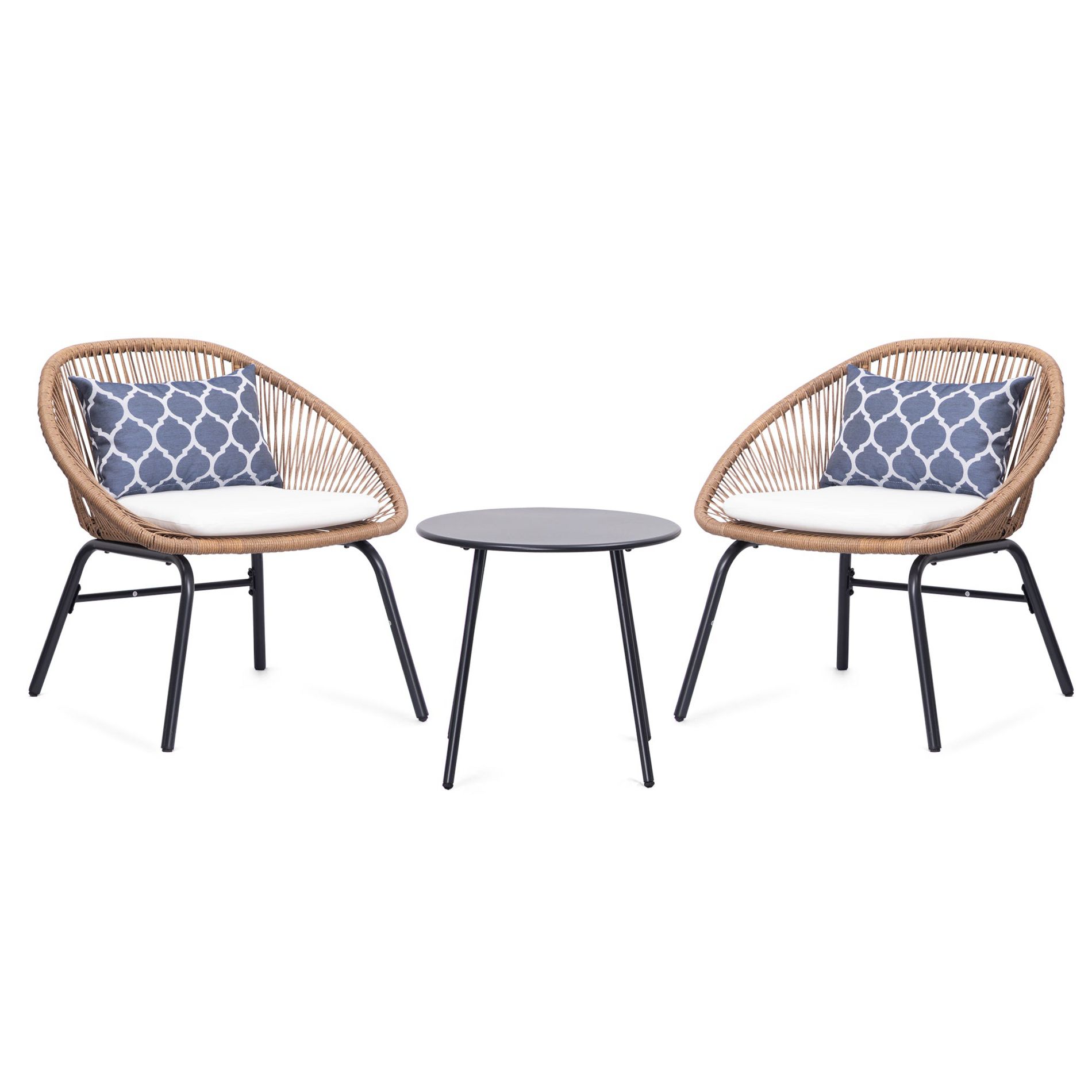 Lausaint Home 3-piece Wicker Bistro Set Black 1-Piece