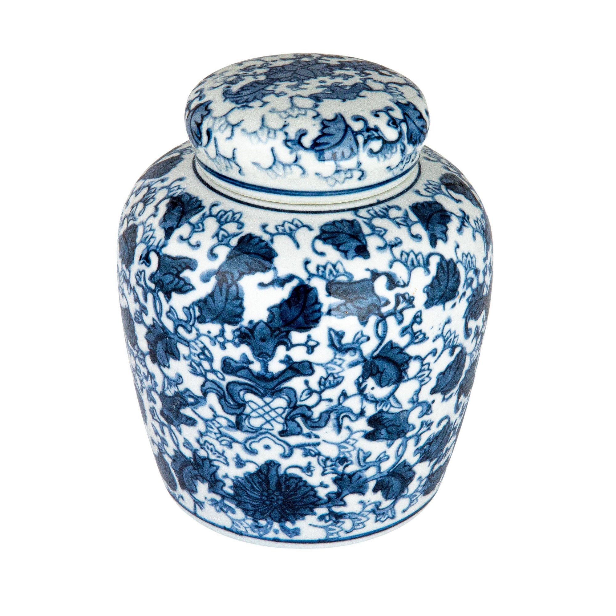 Storied Home Decorative Ceramic Ginger Jar (6.5") Blue/White - Traditional Style with Lid, Online-Unique
