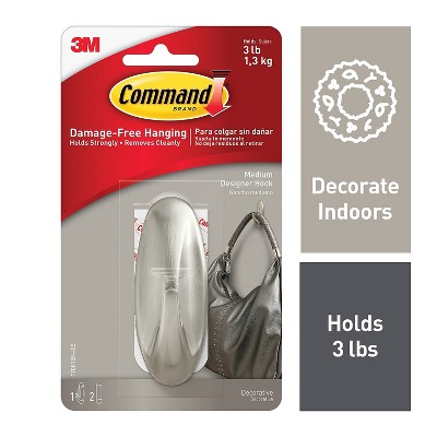 Command Medium Designer Hook Brushed Nickel (17081BN-ES) 793185
