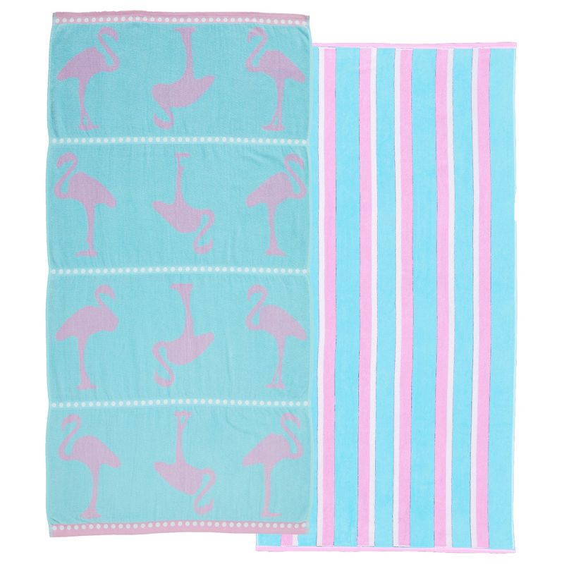 2pk Summer Printed Cotton Beach Towels - Great Bay Home, 1 of 9