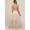 Pinkblush Cream Smocked Open Back Maternity Maxi Dress - 3 of 4