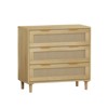 KTMBDW 3-Drawer Nightstand, Rattan Chest of Drawers for Bedroom, Wooden Bedroom Dresser with 3 Storage Drawers, Natural - 4 of 4
