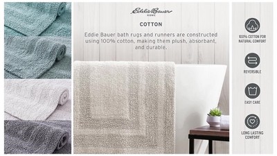 Eddie Bauer Logan Cotton 2 Piece Bath Rug Set - Chrome Grey