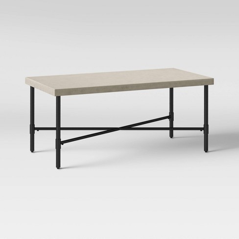 Faux Stone And Metal Patio Coffee Table, Metal Patio Coffee Table