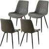DOMETOUR Set of 4 PU Leather Dining Chairs Mid-Century Modern Armless Chair with Metal Legs For Kitchen Dining Room - 2 of 4