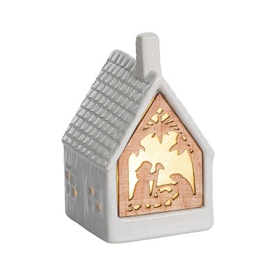 Transpac Ceramic LED Nativity Figurine Decorative Object for Christmas Multicolor Tabletop Battery Operated Prelit LED  Spot or Wipe Clean Indoor Use