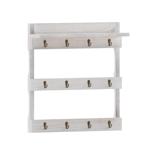 Oumilen Wall Mounted Coffee Mug Holder Rustic Wood Cup Organizer with Hooks  Set of 2, White Gray LT-BR070-4W - The Home Depot