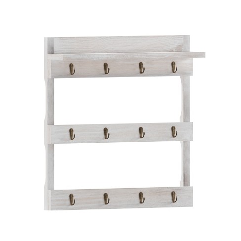 White Metal Coffee Mug Rack Wall Mounted Hanging Storage Coffee